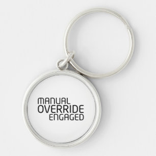 Manual Override Engaged Minimalist Typography  Key Ring