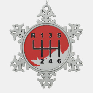 MANUAL Transmission - COLORS Snowflake Pewter Christmas Ornament