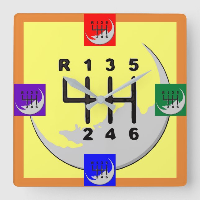 MANUAL Transmission - COLORS Square Wall Clock (Front)
