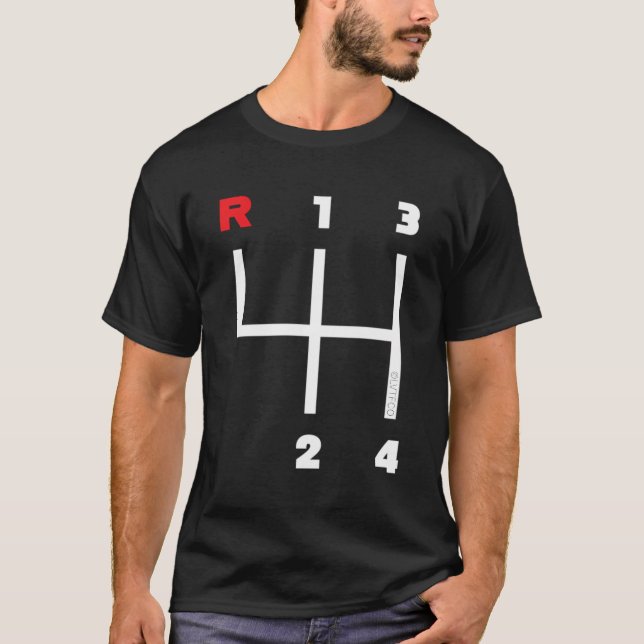 Manual Transmission Gear Shifter Pattern 4 Speed T-Shirt (Front)