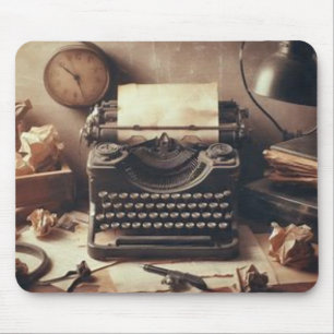 Manual Vintage Antique Typewriter Brown Sepia Mouse Mat