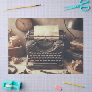 Manual Vintage Antique Typewriter Sepia Decoupage Tissue Paper