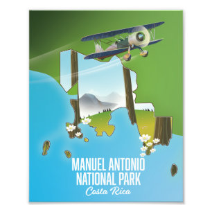 Manuel Antonio National Park, Costa Rica map. Photo Print