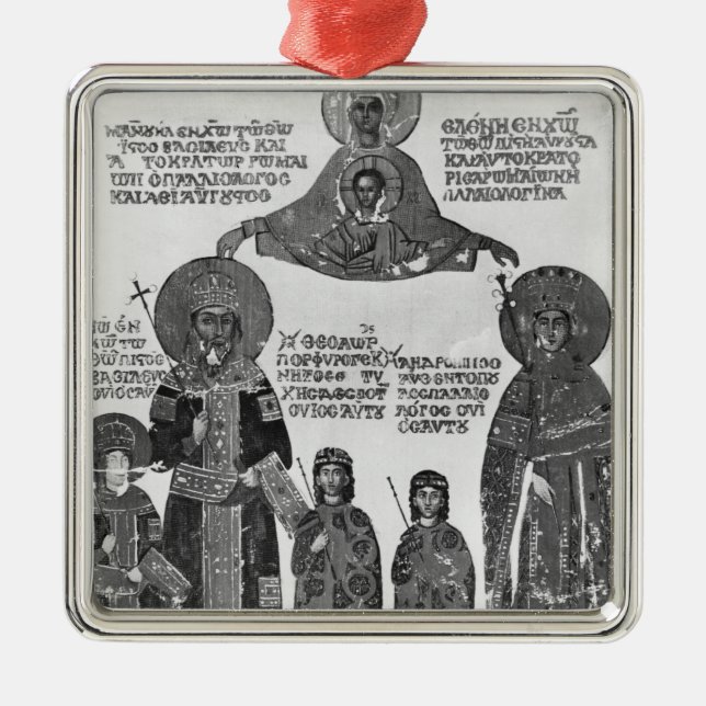 Manuel Palaeologus protected by Virgin Mary Metal Tree Decoration (Front)