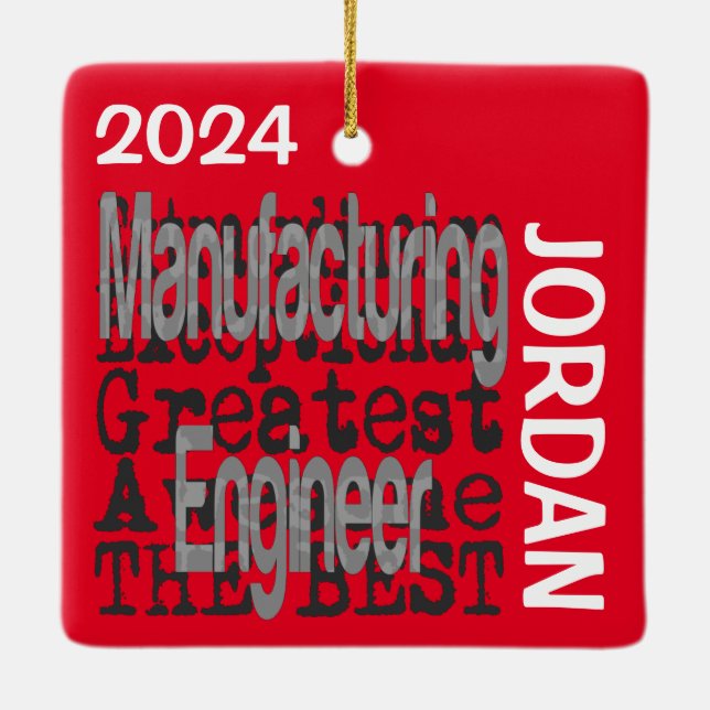 Manufacturing Engineer Extraordinaire CUSTOM Ceramic Ornament (Back)