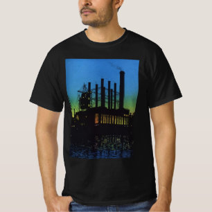 Manufacturing Factory at Sunset, Vintage Business T-Shirt