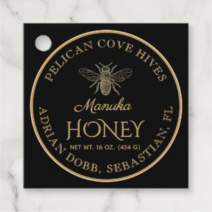 Manuka Honey Black Gold Vintage Bee Hangtag Favour Tags