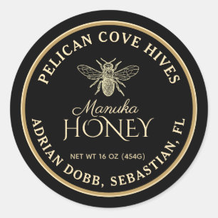 Manuka Honey Black Gold Vintage Bee Product Label
