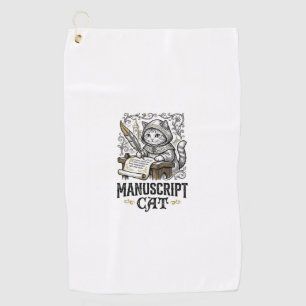 Manuscript Cat Cat Mediaeval Manuscript Vintage Ve Golf Towel