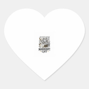 Manuscript Cat Cat Mediaeval Manuscript Vintage Ve Heart Sticker