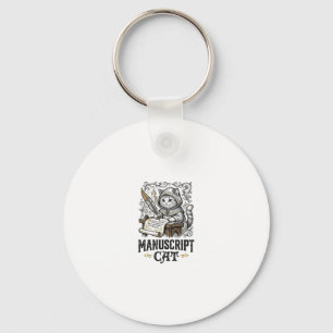 Manuscript Cat Cat Mediaeval Manuscript Vintage Ve Key Ring