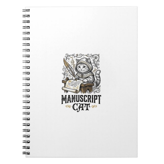 Manuscript Cat Cat Mediaeval Manuscript Vintage Ve Notebook (Front)
