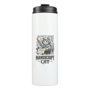 Manuscript Cat Cat Mediaeval Manuscript Vintage Ve Thermal Tumbler