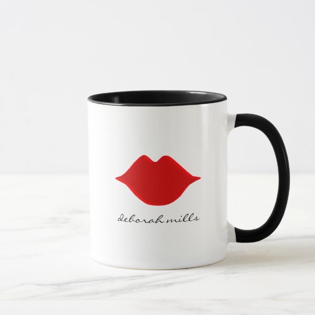 manuscript name with red lips mug (Right)