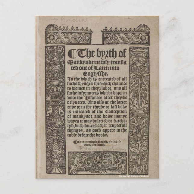 Manuscript Title Page Postcard (Front)