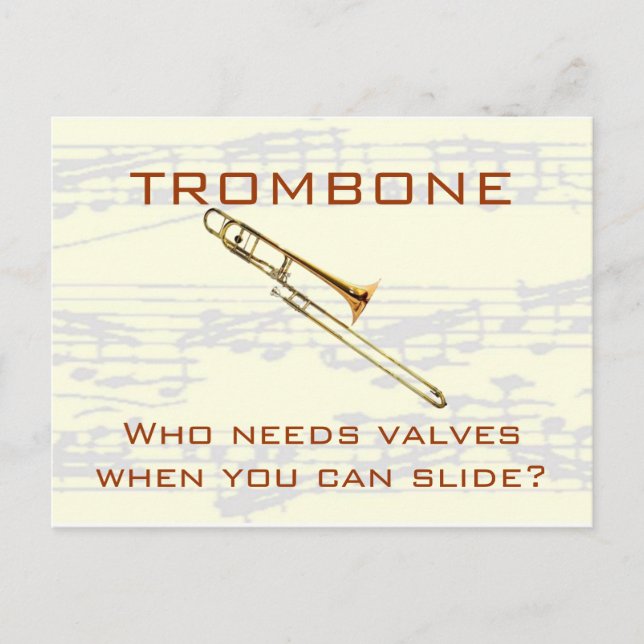 manuscriptbg, t-bone shirt2, TROMBONE, Who need... Postcard (Front)