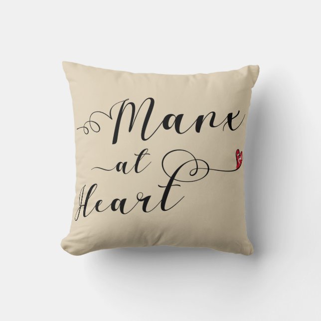 Manx At Heart Throw Cushion, Isle of Man Cushion (Front)