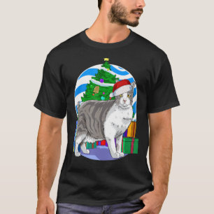 Manx Cat Cute Santa Christmas Tree Decor T-Shirt