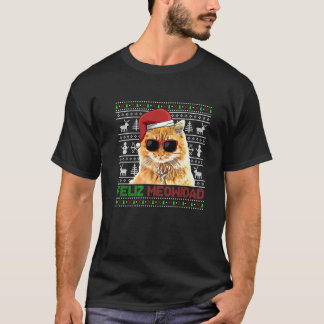 Manx Cat Feliz Meowidad Funny Christmas T-Shirt