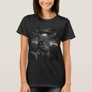 Manx Cat Selfie with UFO T-Shirt