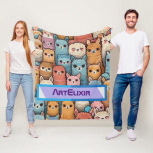 Many Alpaca Llama Fleece Blanket