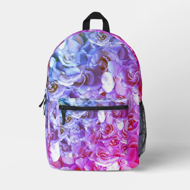 Many beautiful petals of rose       printed backpack (Front)