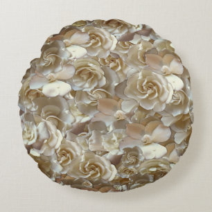 Many beautiful petals of rose round cushion