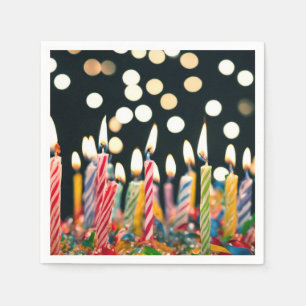 Many Birthday Candles On a Cake Napkin