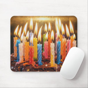 Many Birthday Candles on a Chocolate Cake Mouse Mat