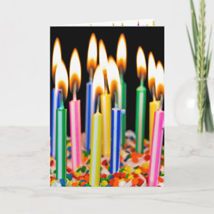 Many Birthday Candles on Cake Card