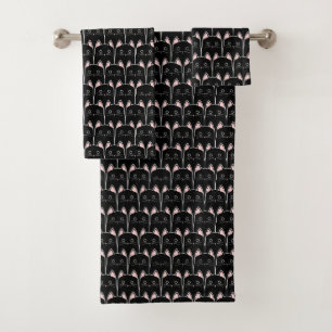 Many Black Cats Pattern Bath Towel Set
