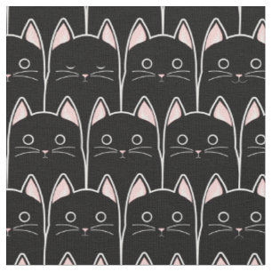Many Black Cats Pattern Fabric