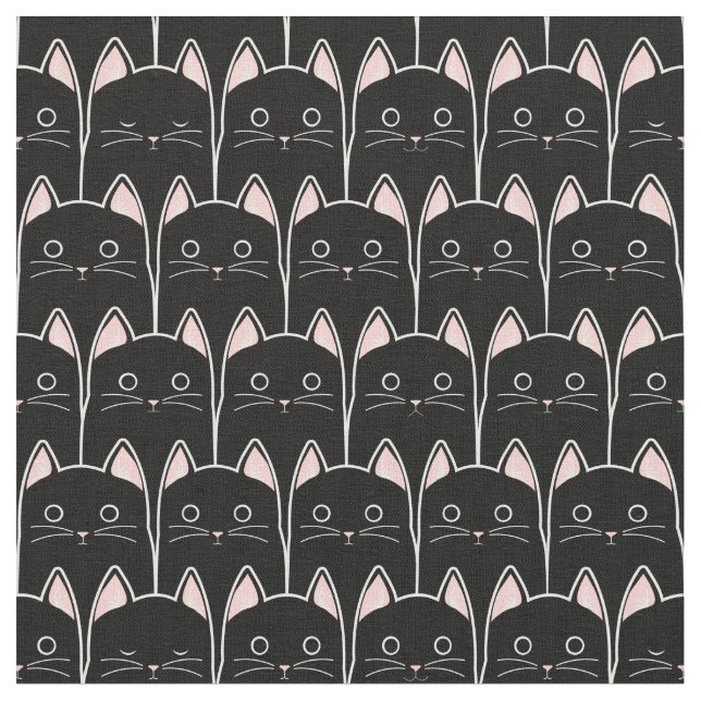 Many Black Cats Pattern Fabric (Close Up)