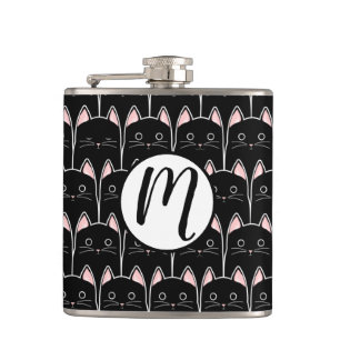 Many Black Cats Pattern Hip Flask