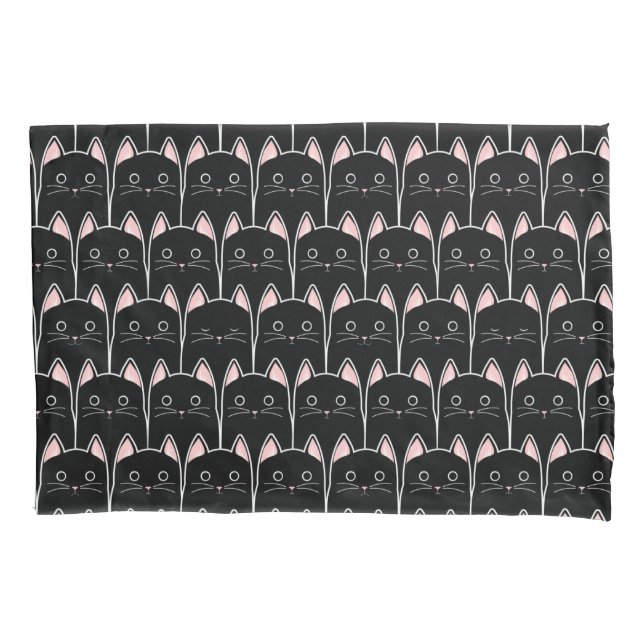 Many Black Cats Pattern Pillowcase (Front)