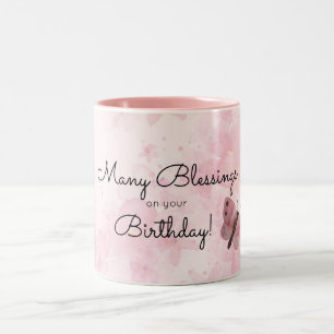 Many Blessings Butterfly Birthday Two-Tone Coffee Mug
