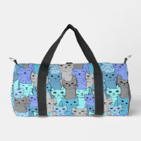 Many Blue Cats Design Duffle Bag