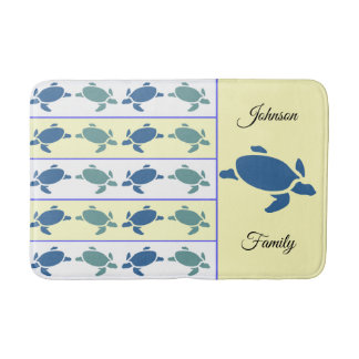 Many Blue Turtles Any Family Name Bath Mat