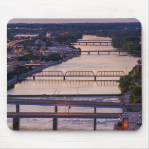 Many Bridges Span The Grand River, Sunset View Mouse Mat