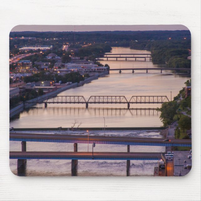 Many Bridges Span The Grand River, Sunset View Mouse Mat (Front)