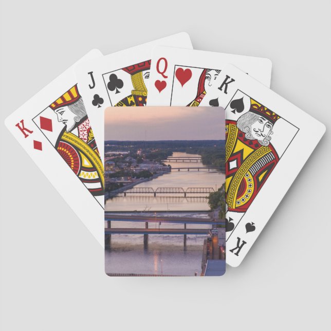 Many Bridges Span The Grand River, Sunset View Playing Cards (Back)