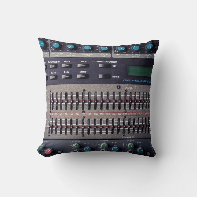 Many Buttons Sound Mixer Studio Cushion (Front)