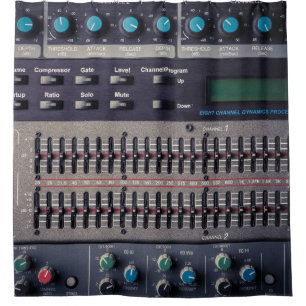 Many Buttons Sound Mixer Studio Shower Curtain