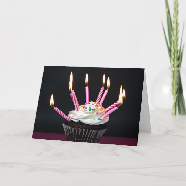 Many Candles on Cupcake Card (Front)