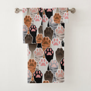 Many Cat Paws Pattern Bath Towel Set