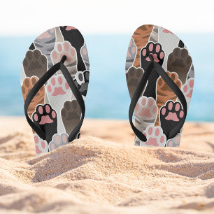 Many Cat Paws Pattern Flip Flops