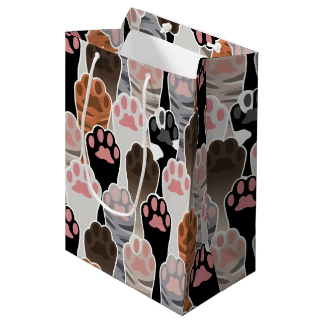 Many Cat Paws Pattern Medium Gift Bag (Front Angled)
