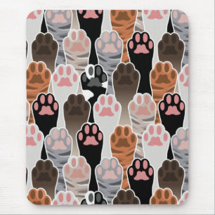 Many Cat Paws Pattern Mouse Mat