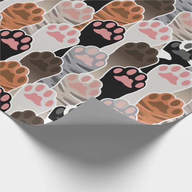 Many Cat Paws Pattern Wrapping Paper (Corner)