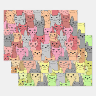 Many Cats Design Wrapping Paper Sheet